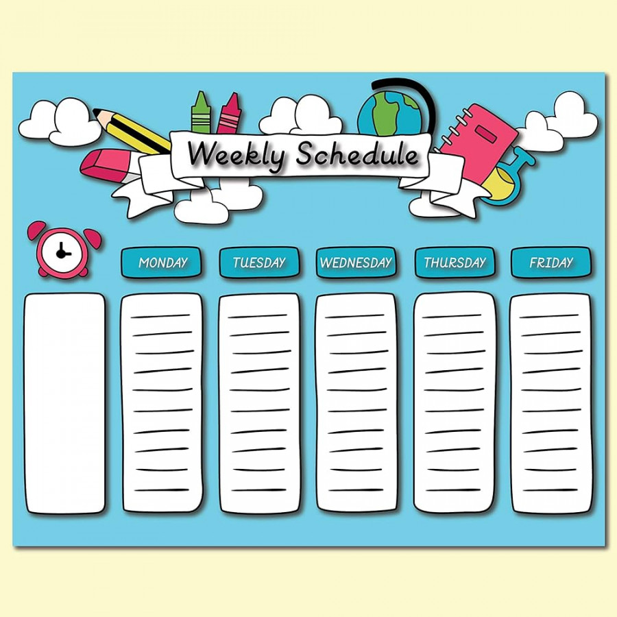 Weekly Schedule Poster – Time Slots – Large  x  – Laminated – Eraseable  – for Kids – Classroom DSee more Weekly Schedule Poster – Time Slots –