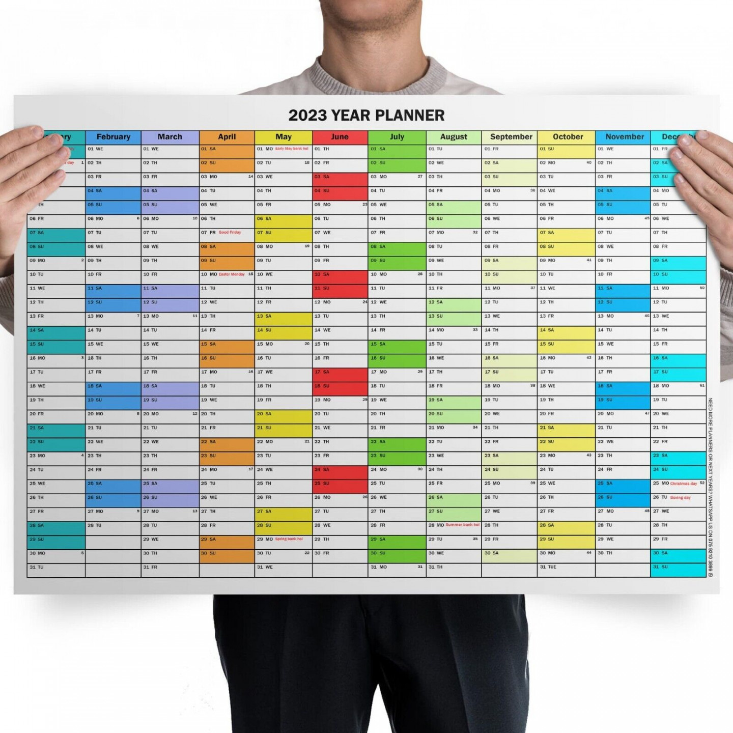 Year Planner Annual Calendar LARGE Wall Plan Office Year unmounted UK  A A