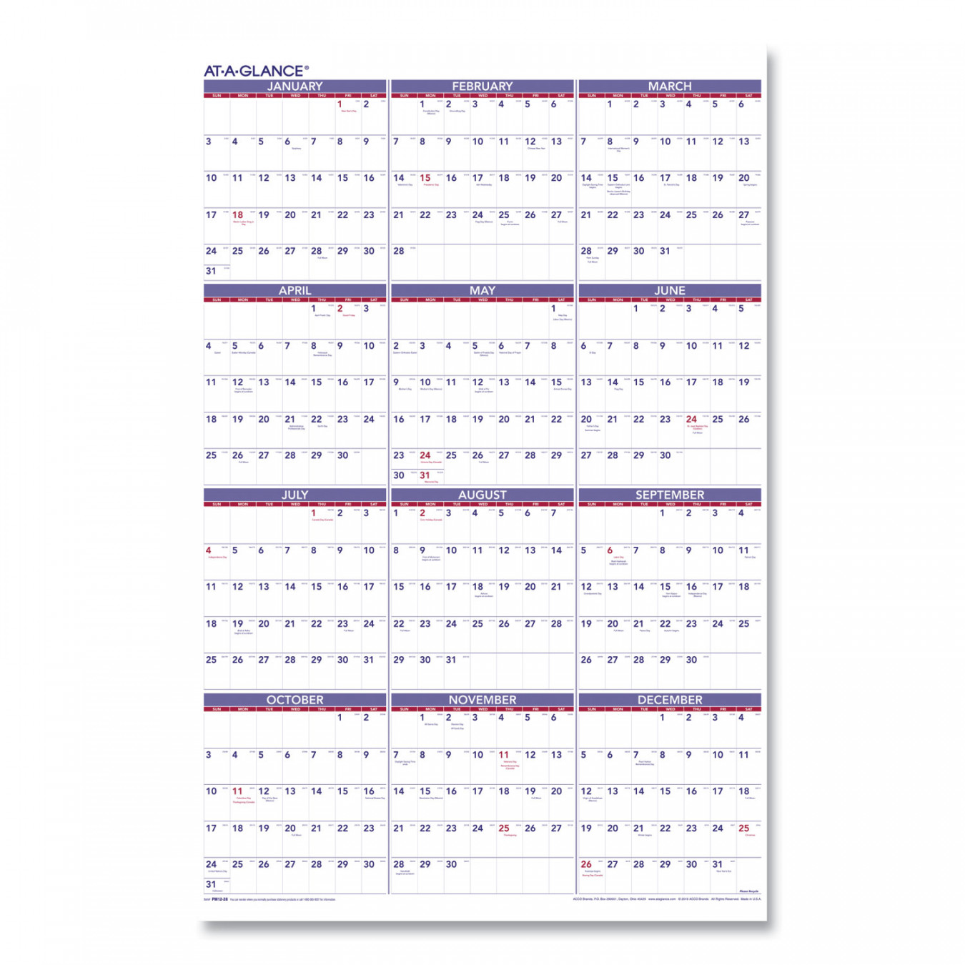 Yearly Wall Calendar,  x , White Sheets, -Month (Jan to Dec): 20