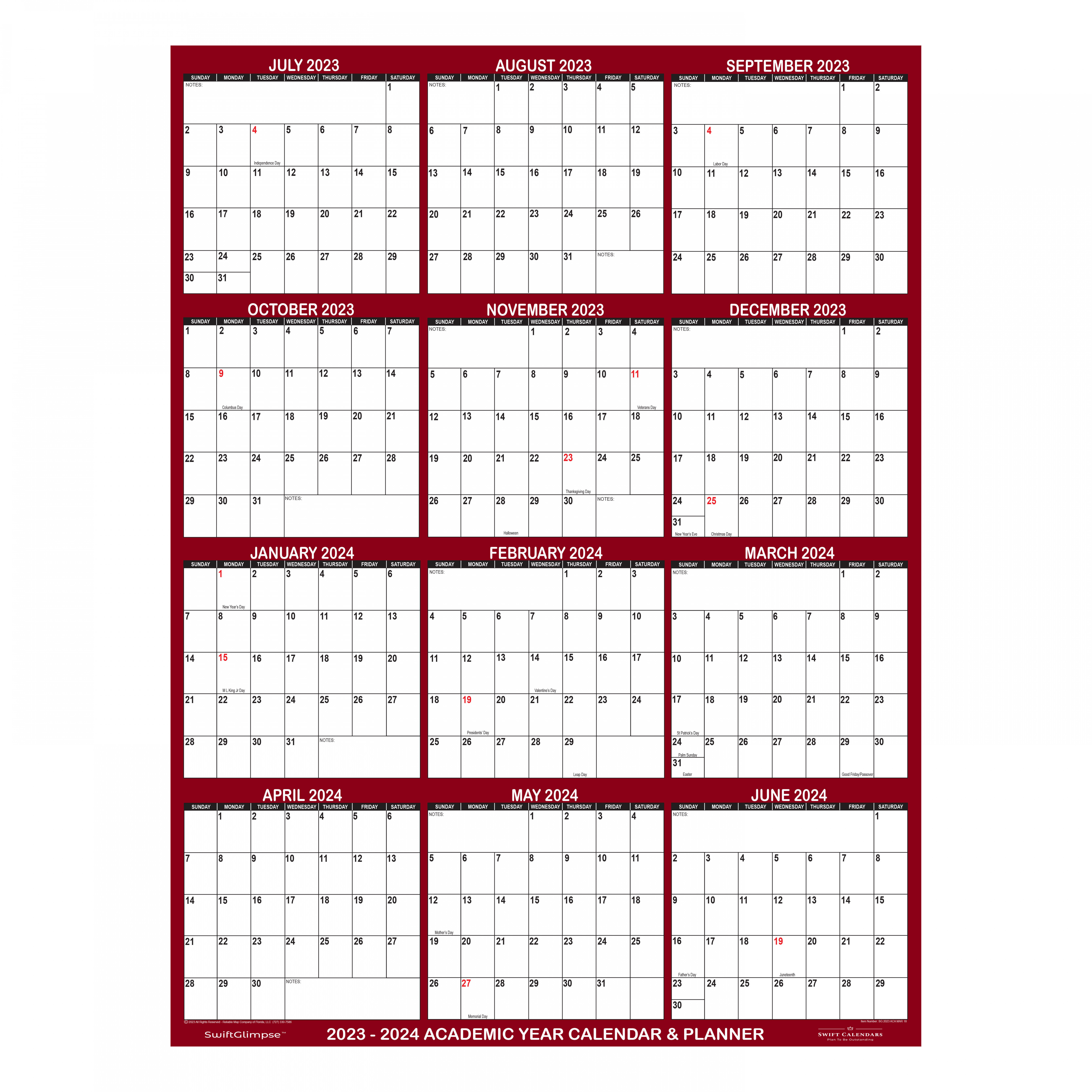 -  Academic Planning Calendar " x " Maroon