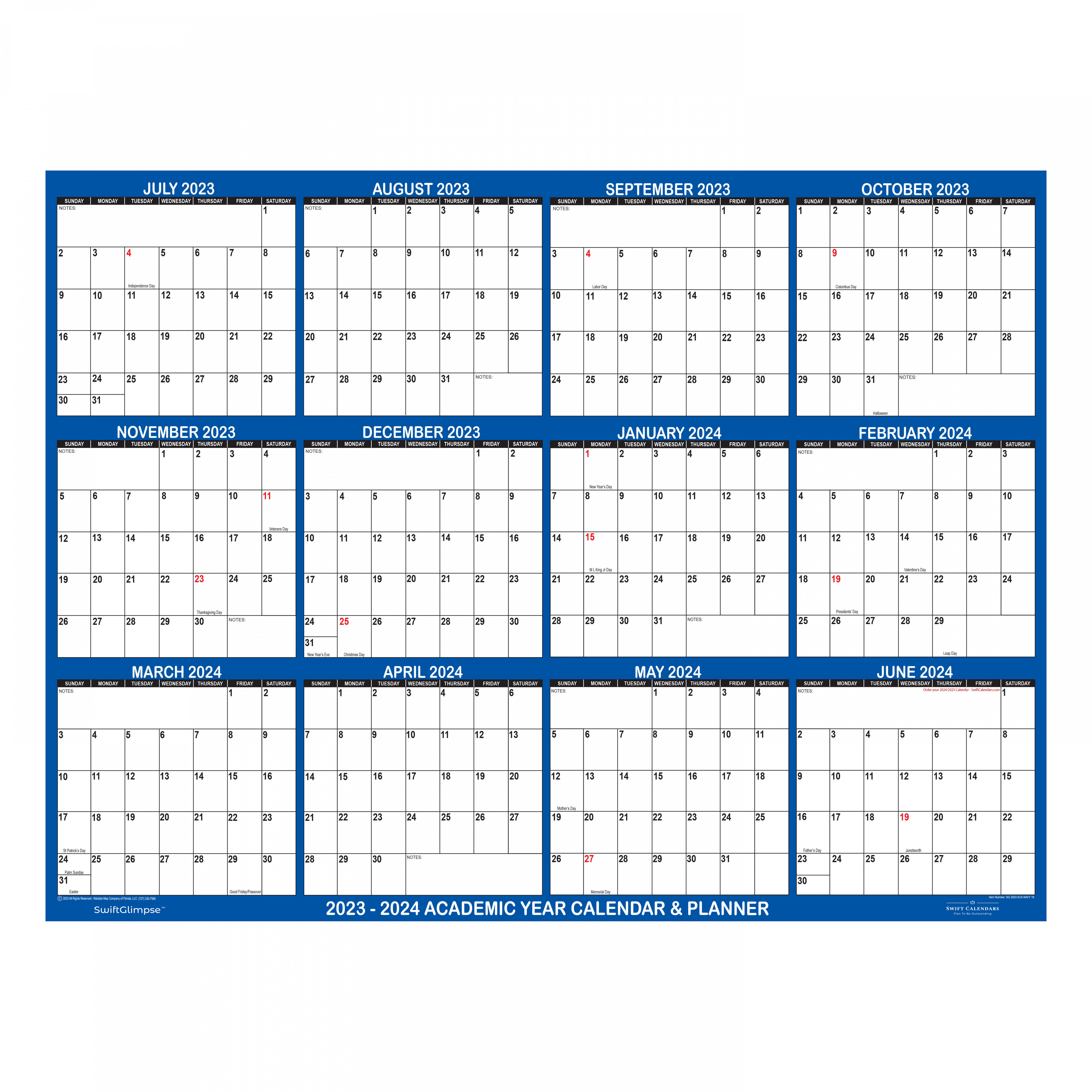 -  Academic Planning Calendar " x " Navy