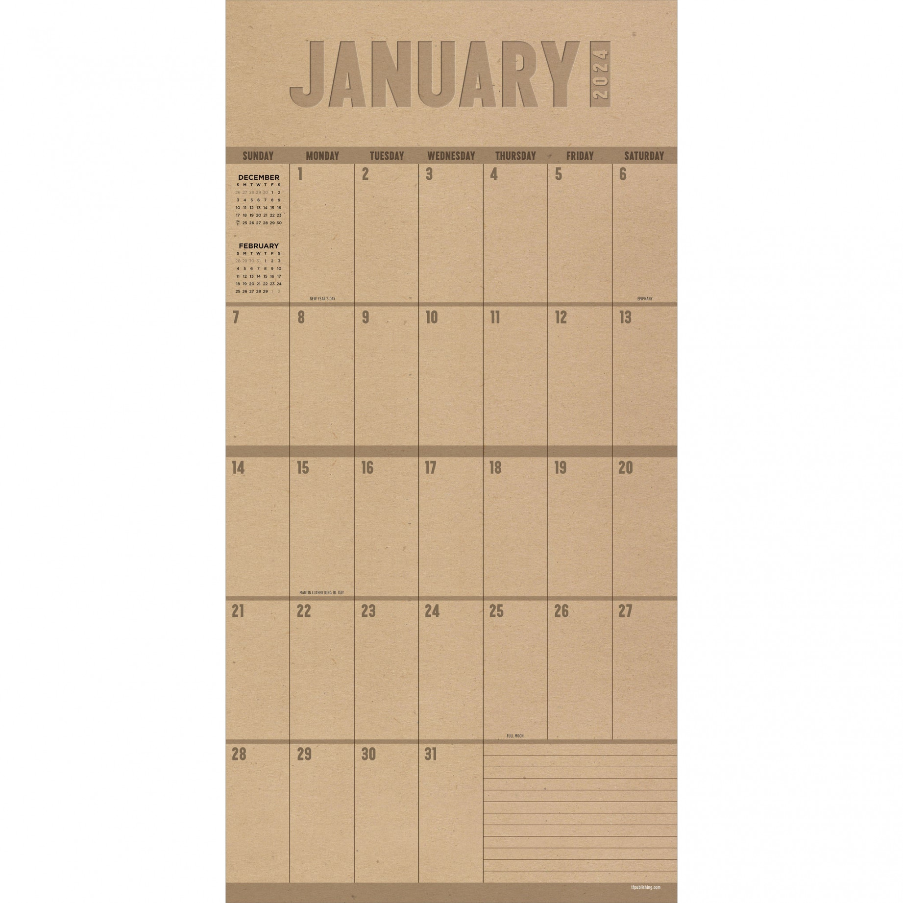Big Grid - Kraft Wall Calendar  TF Publishing  Calendars +