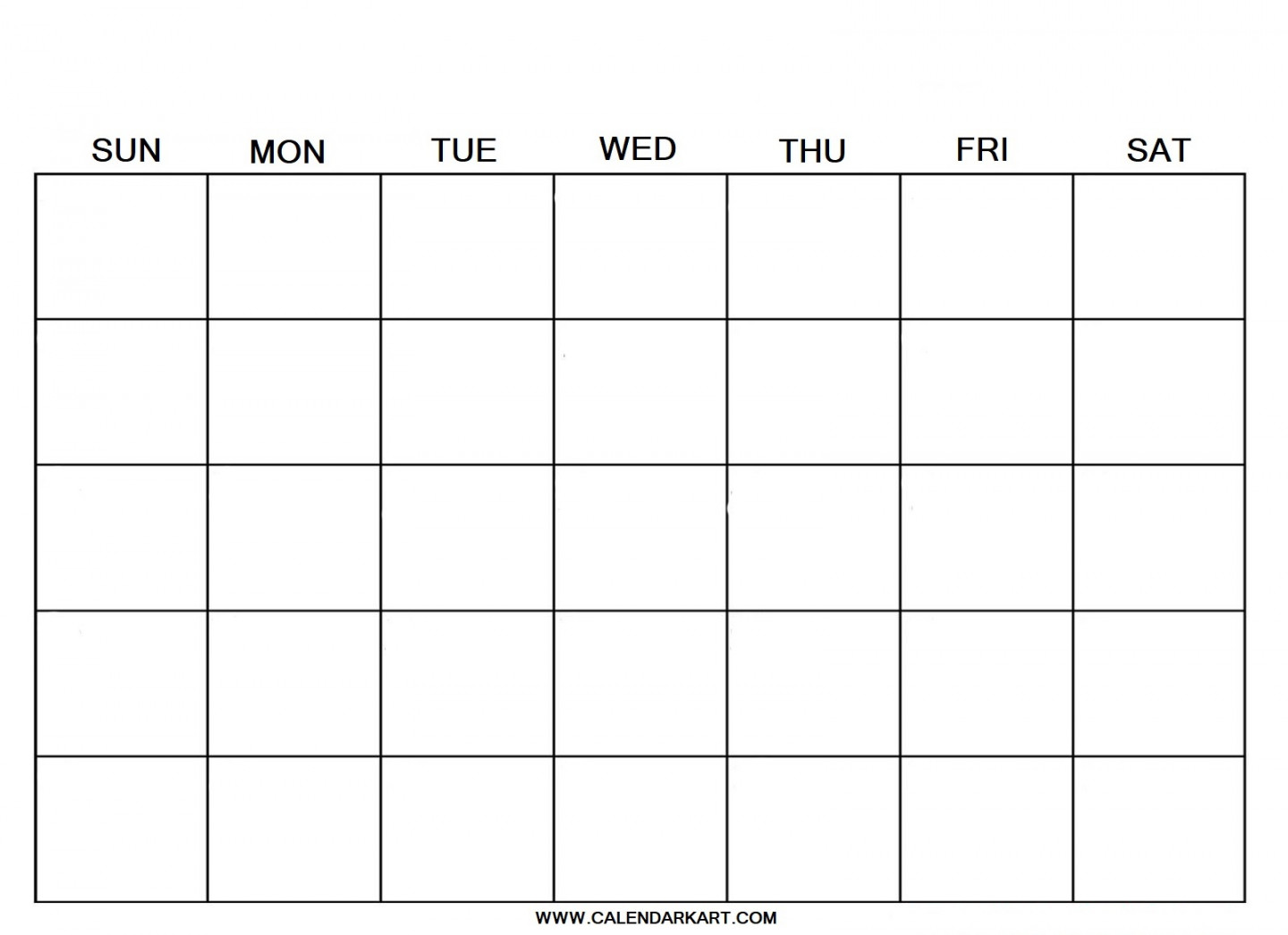 Blank Calendar Sunday Start (Typeable Template) - CalendarKart