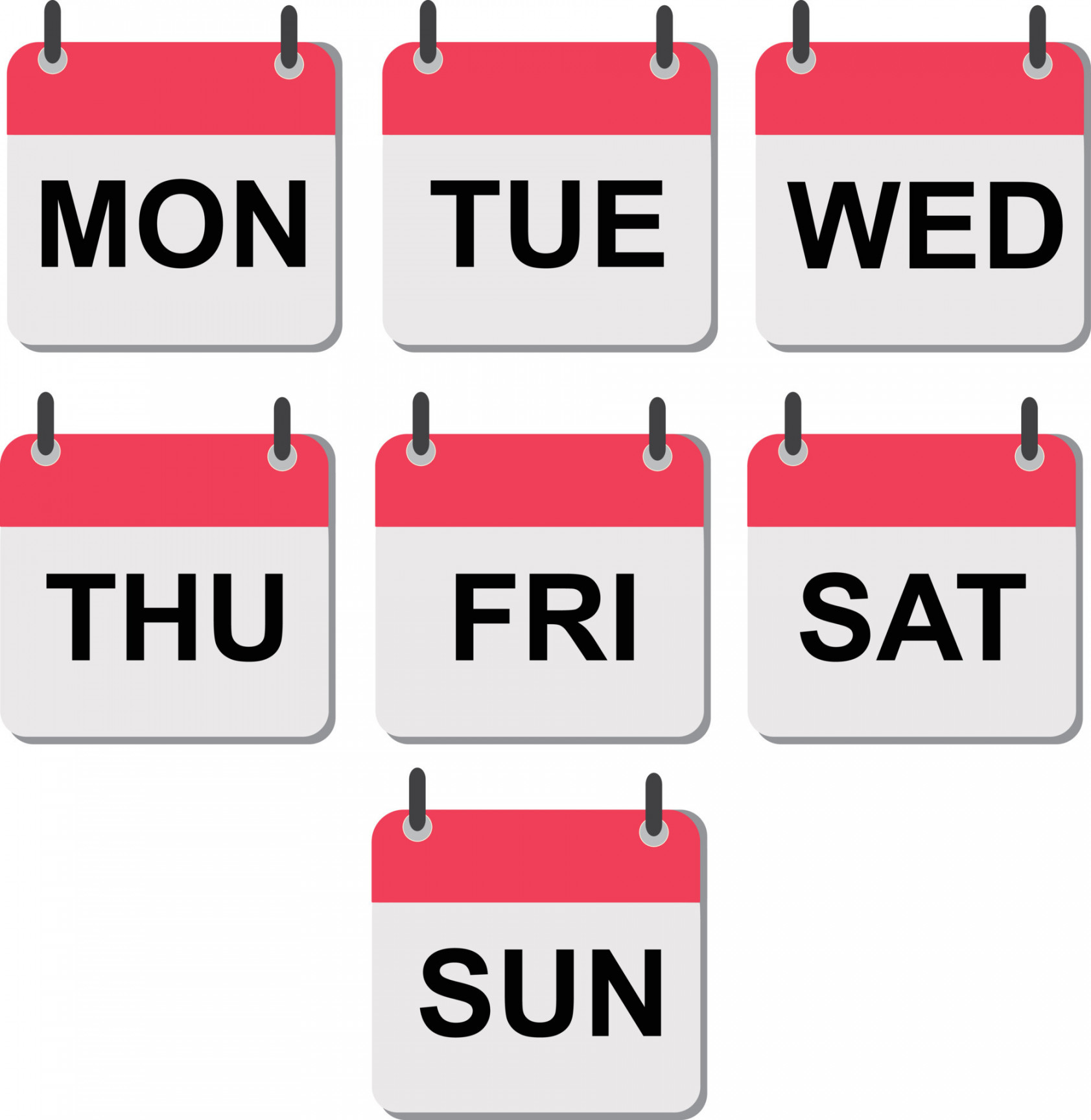 Calendar icons with days of the week