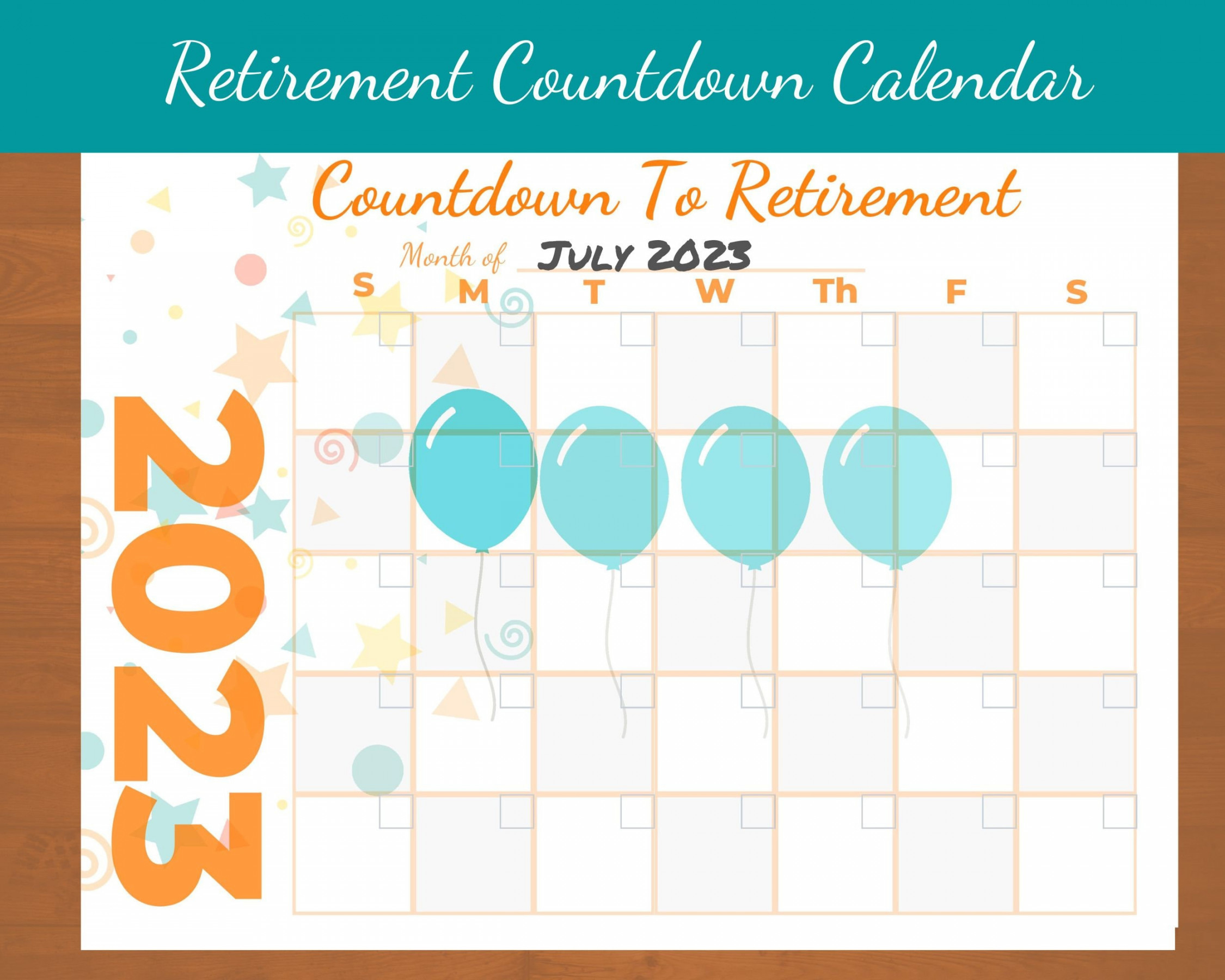 Countdown to Retirement Printable Calendar Fun Way to Count - Etsy