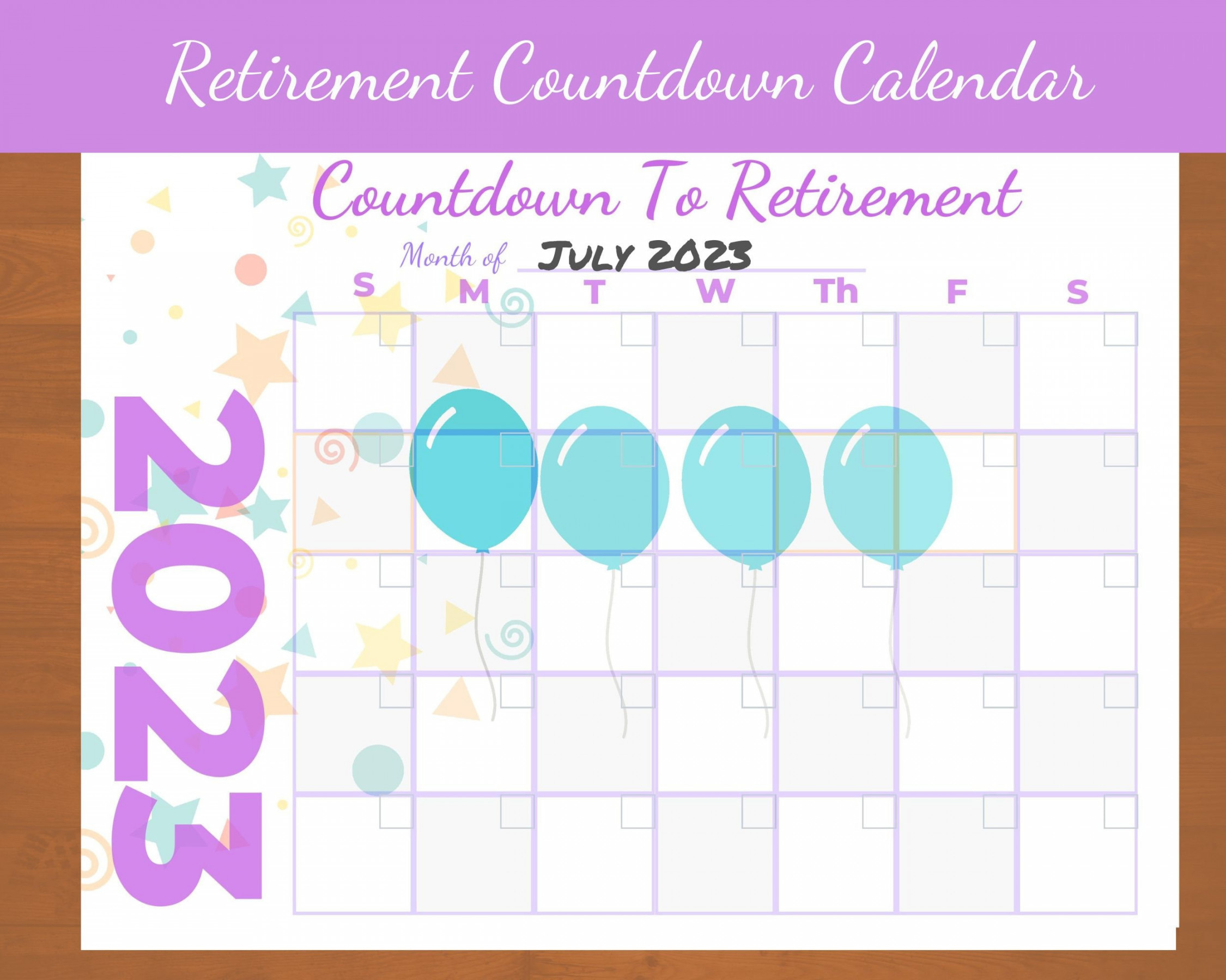 Countdown to Retirement Printable Calendar Fun Way to Count