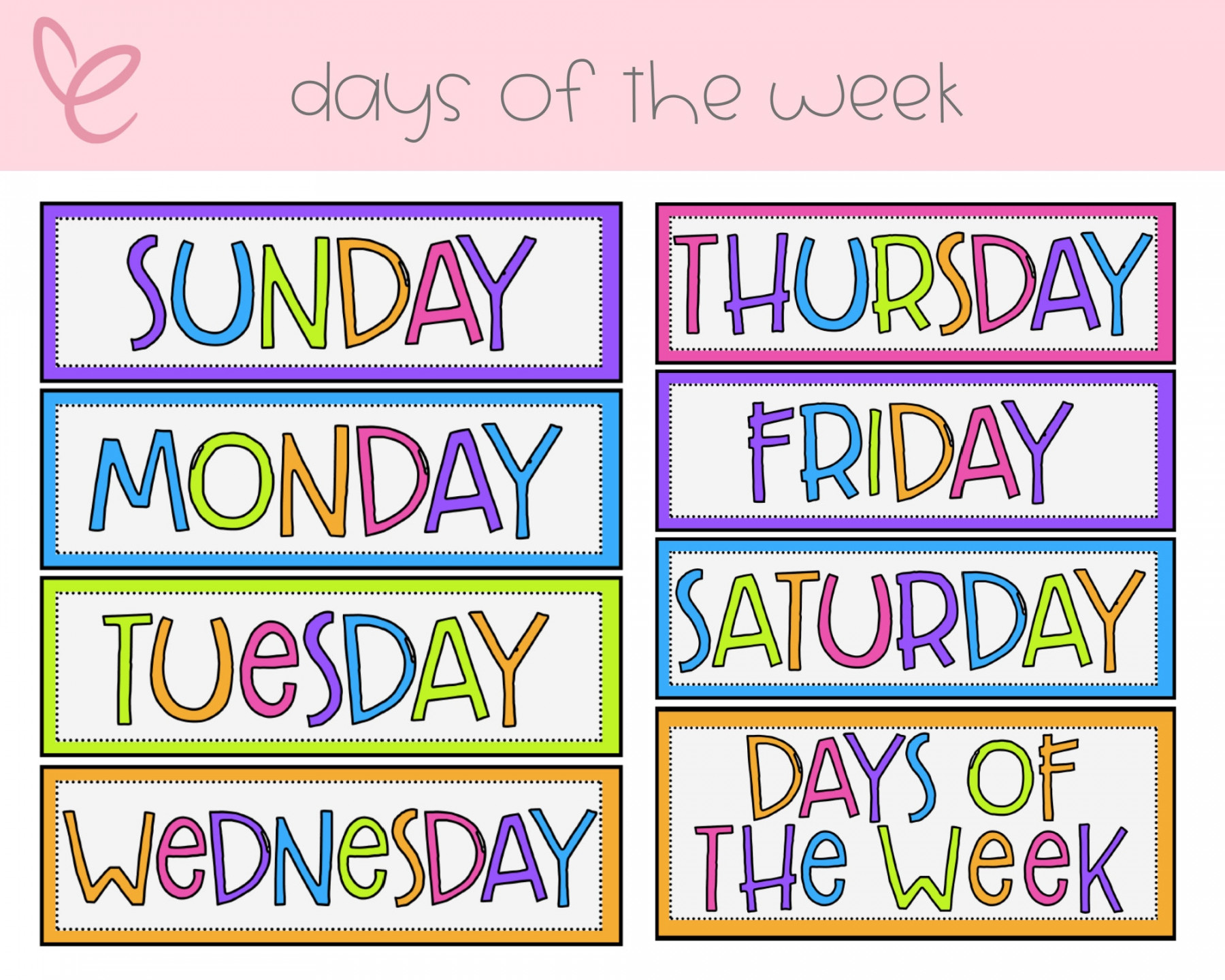 Days of the Week Days of the Week Printable Days of the - Etsy