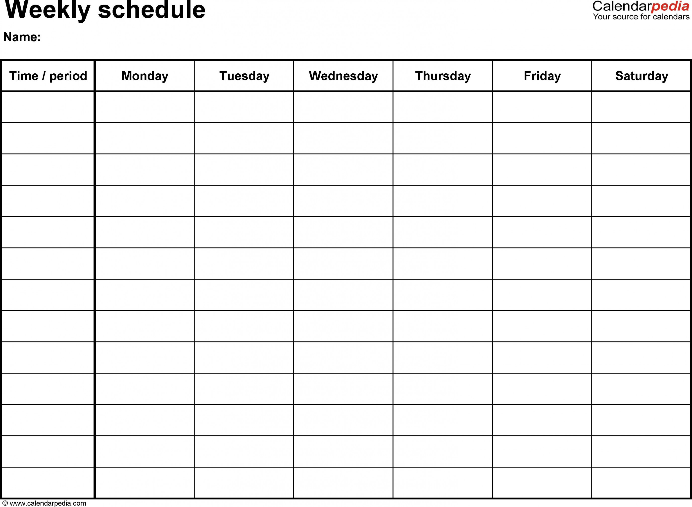 fillable weekly calendar Printable Weekly Calendar With  Minute