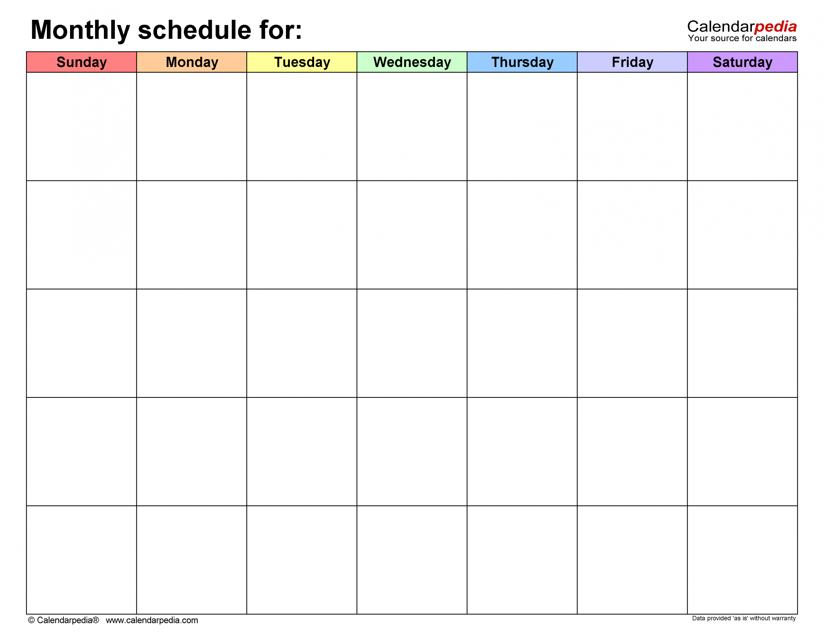 Free Monthly Schedules in PDF Format -  Templates