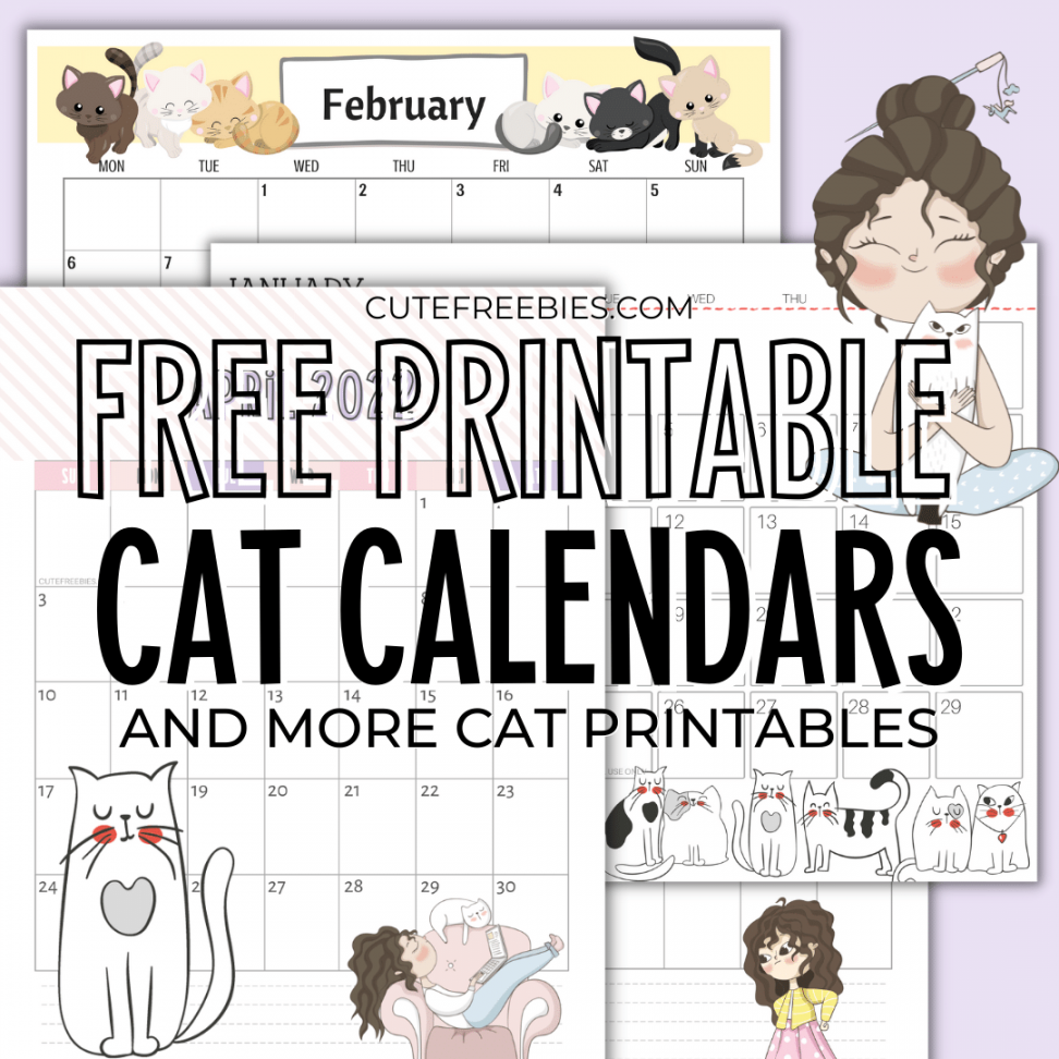 Free Printable  Cat Calendar – Super Cute - Cute Freebies For You