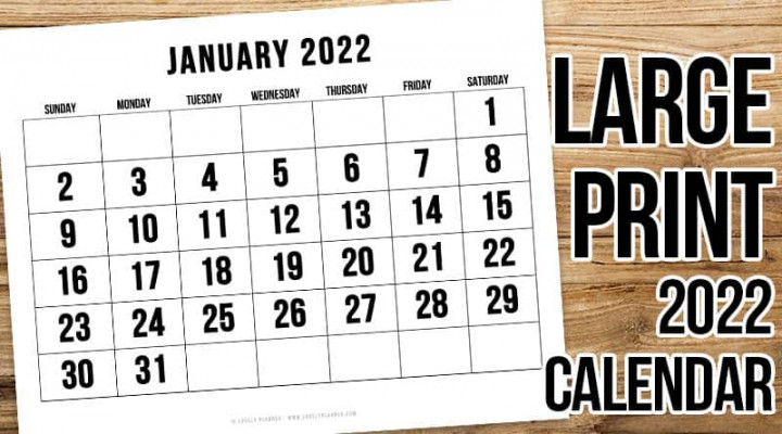 Free Printable Large Print  Calendar -  month Calendar
