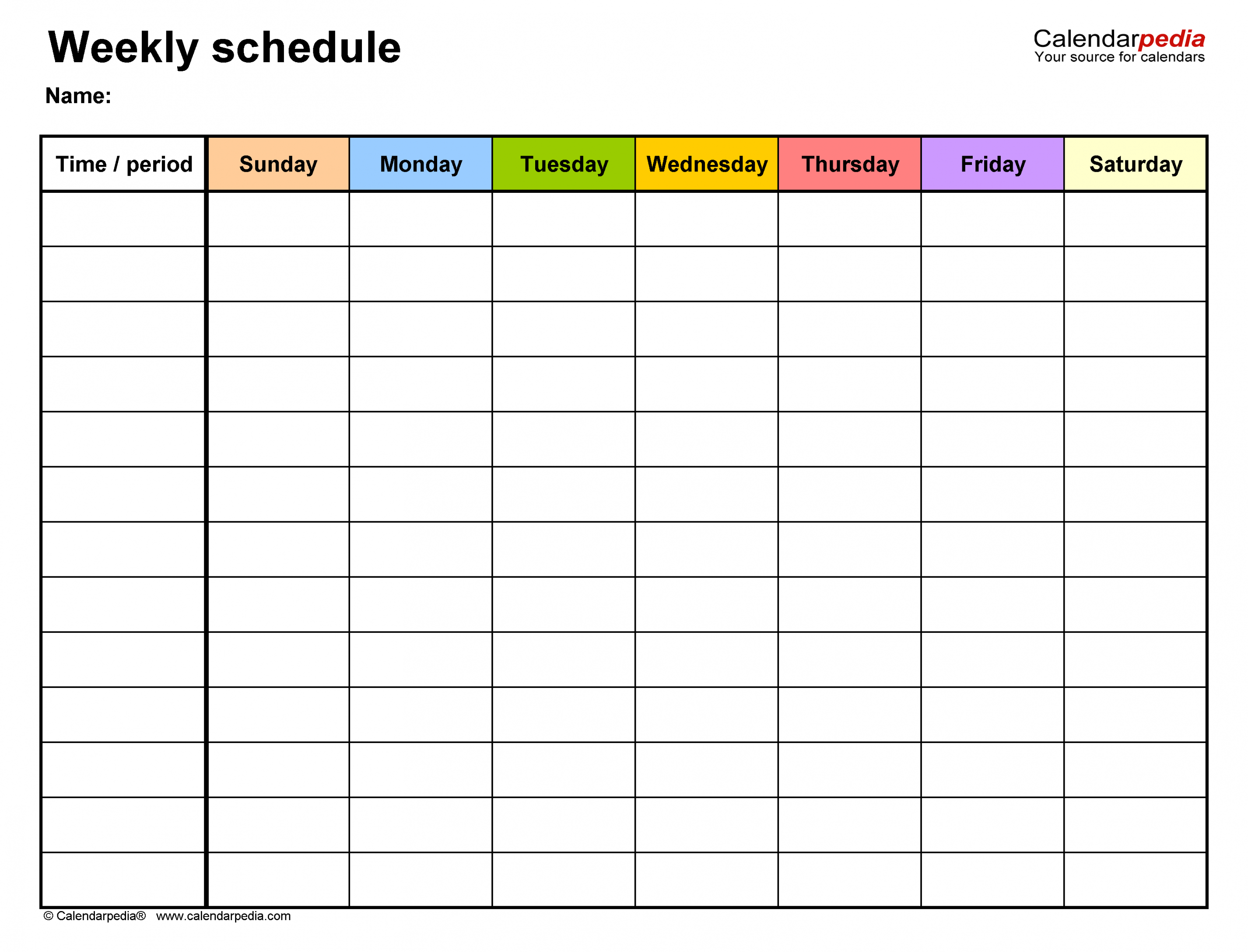 Free Weekly Schedules for Word -  Templates