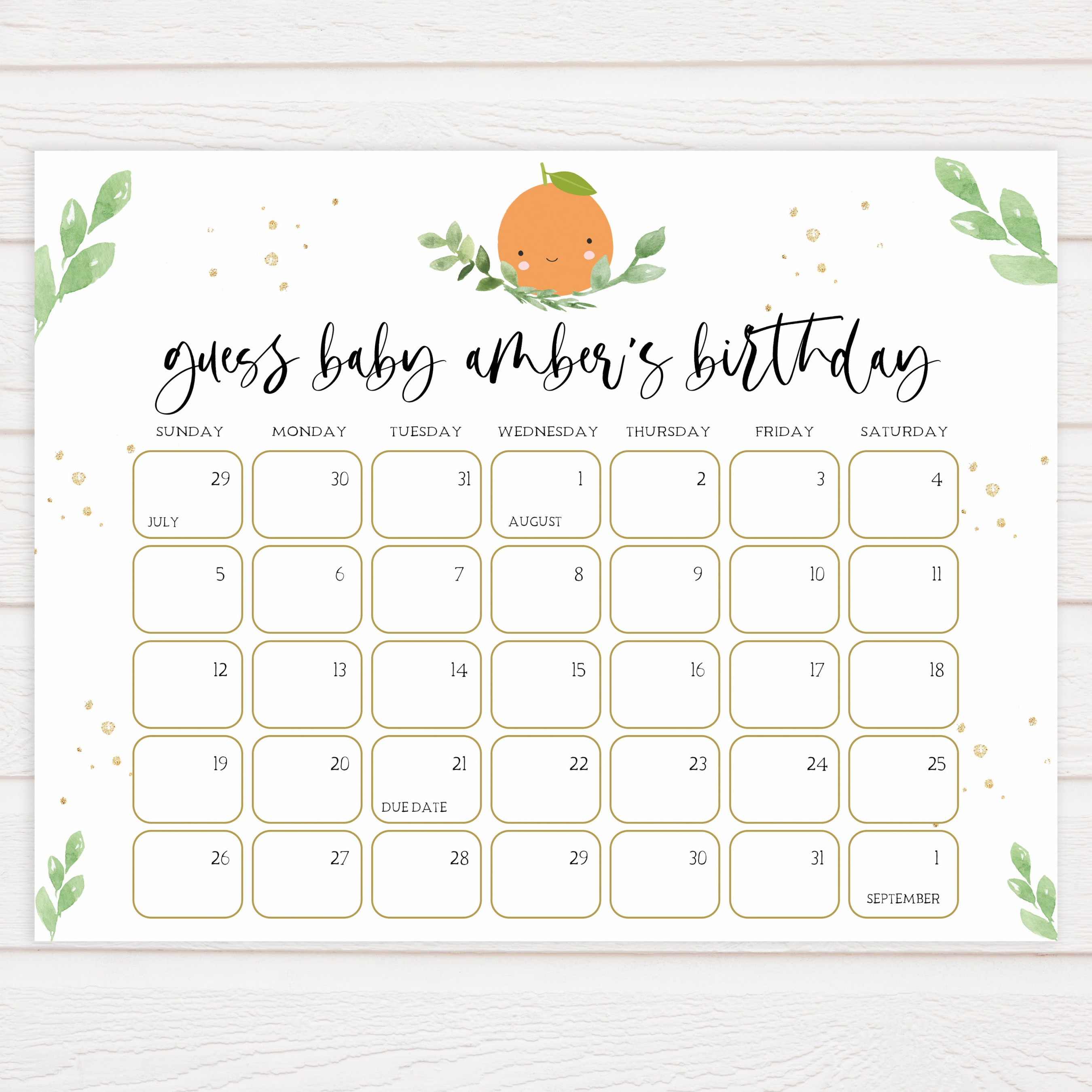 Guess The Baby Birthday - Little Cutie Printable Baby Shower Games