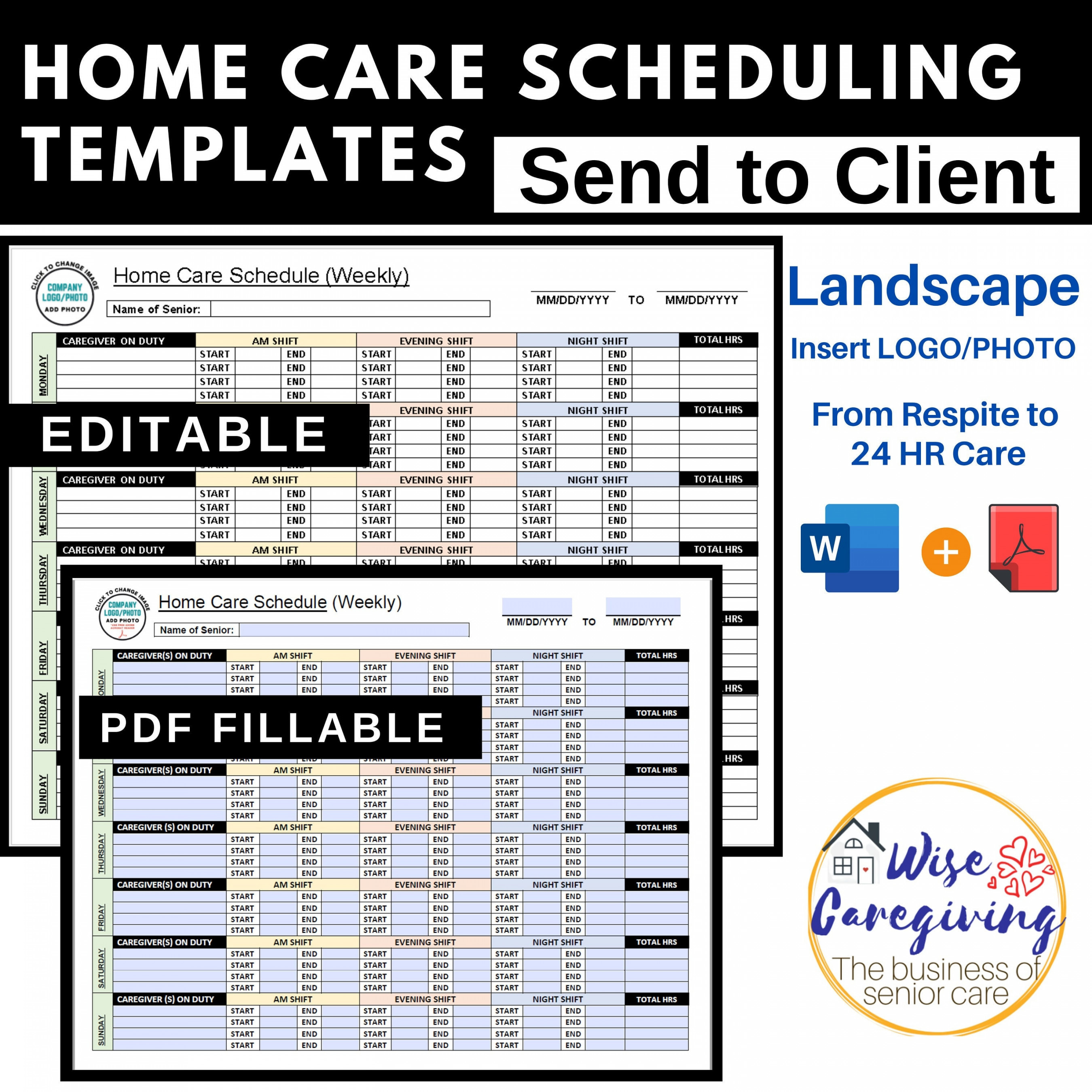 Home Care Schedule Template Caregiver Shift Personal Care - Etsy
