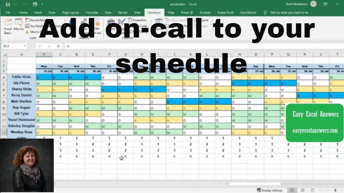 How to add on-call to your schedule in Excel