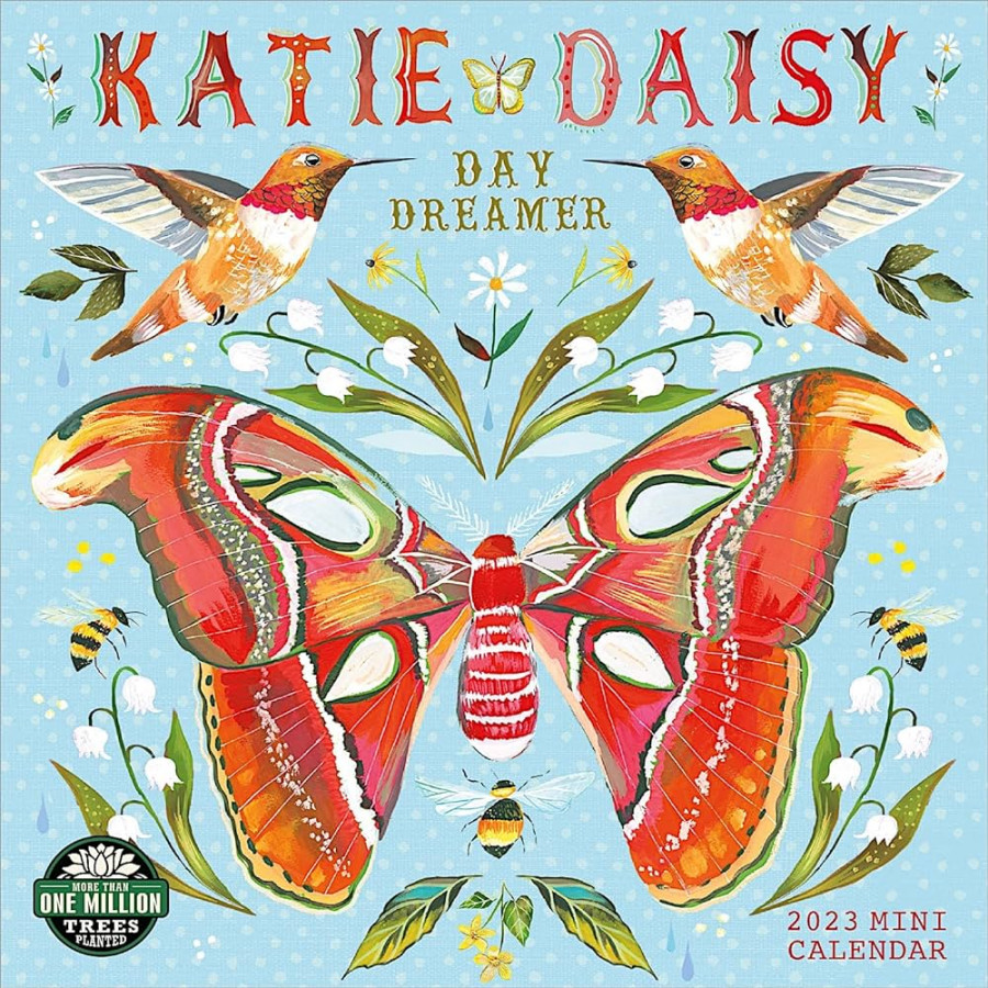 Katie Daisy  Mini Wall Calendar: Day Dreamer  Compact " x " Open   Amber Lotus Publishing