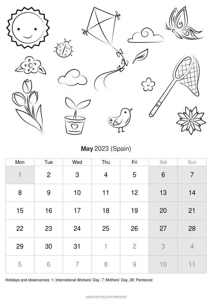 May  calendar - Spain