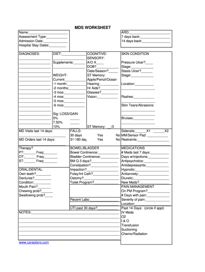 Mds Assessment Cheat Sheet - Fill Online, Printable, Fillable