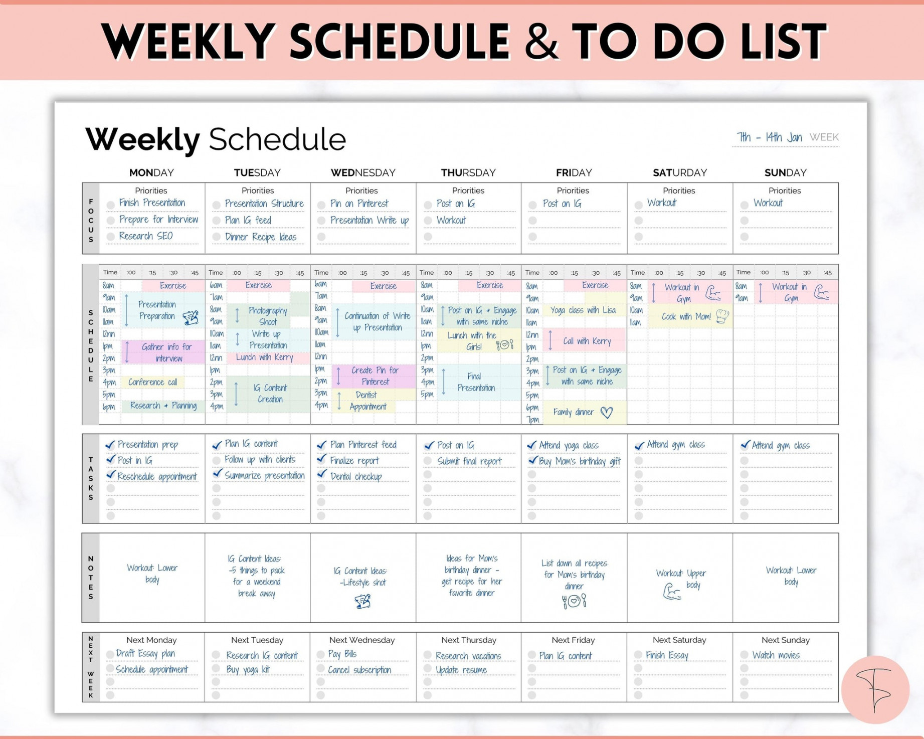 MINIMALIST Weekly  Minute Planner  To Do List Printable & Weekly  Checklist