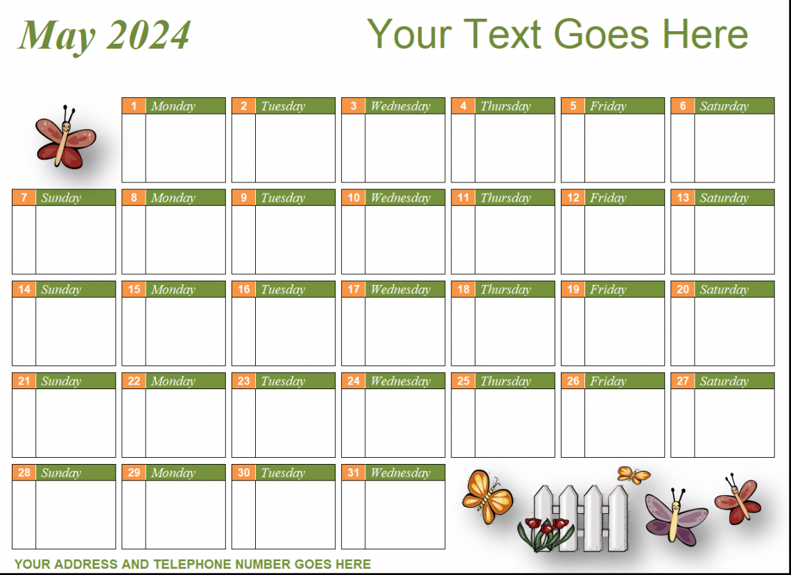 Monthly Activity Calendar: May   Activity Calendars for