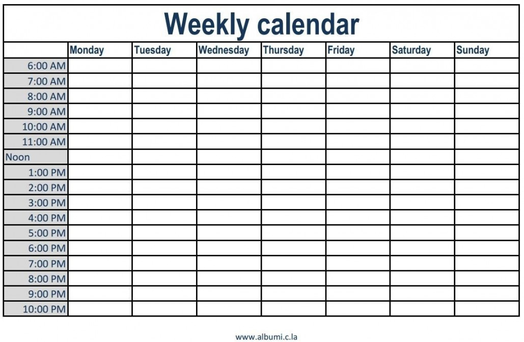 Monthly Calendar With Time Slots  Daily calendar template, Blank