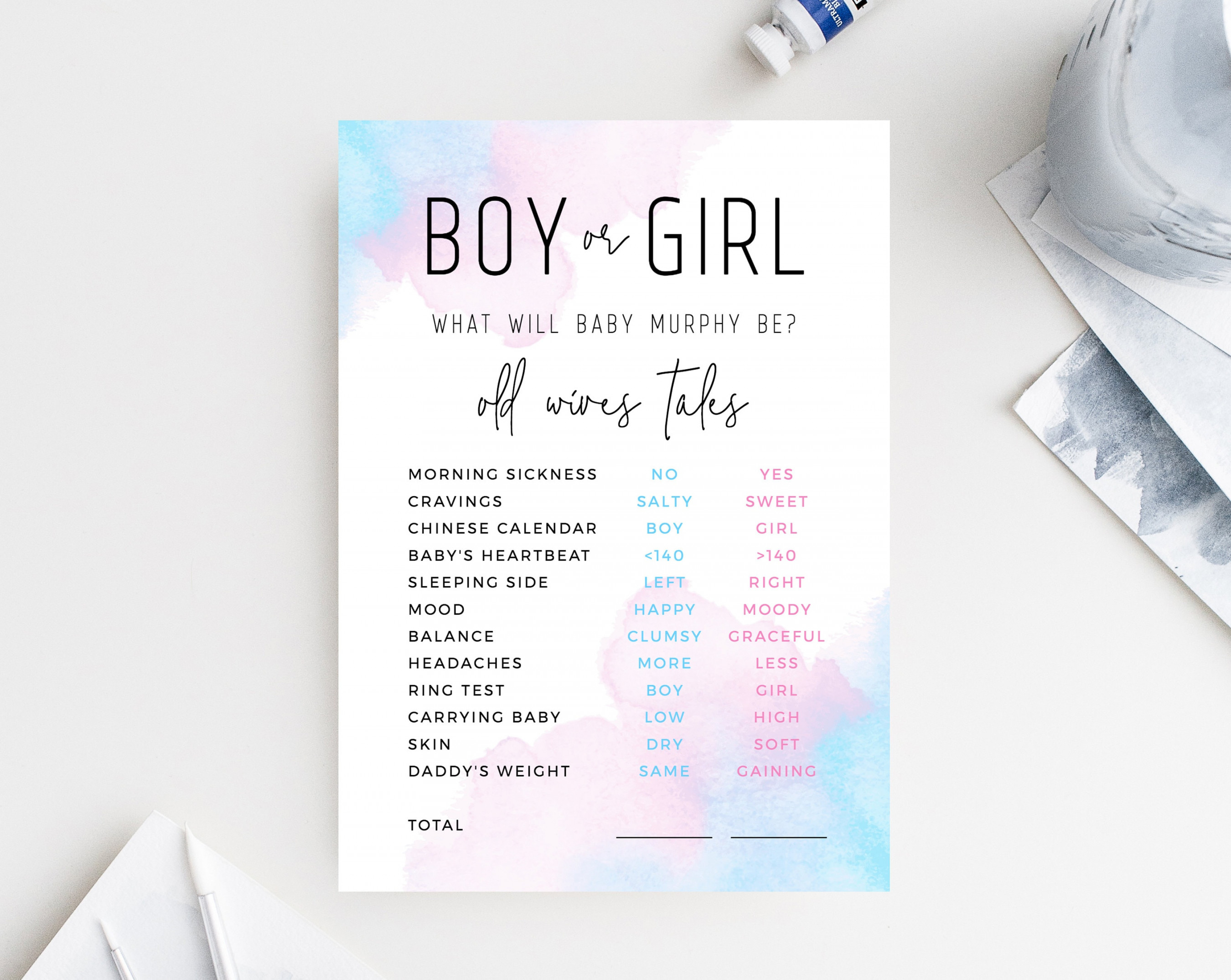Old Wives Tales Template Printable Gender Reveal Old Wives - Etsy