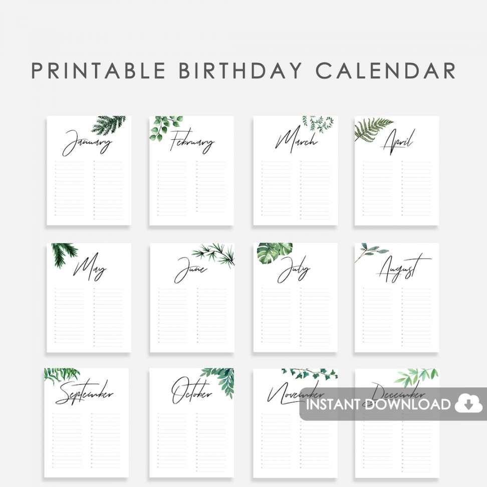 Perpetual Birthday Calendar Printable Wedding Guest Book - Etsy
