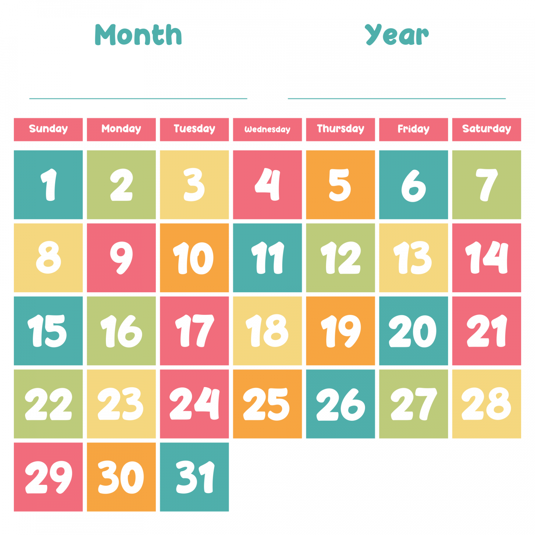 Printable Calendar Numbers  Printable calendar numbers, Calendar