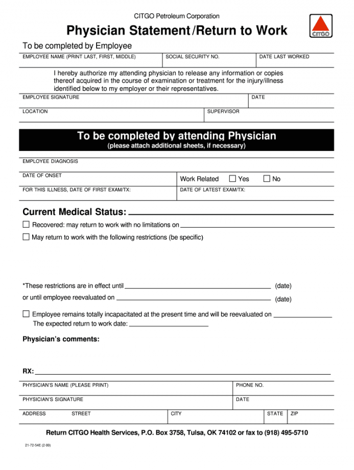 Printable return to work form pdf: Fill out & sign online  DocHub