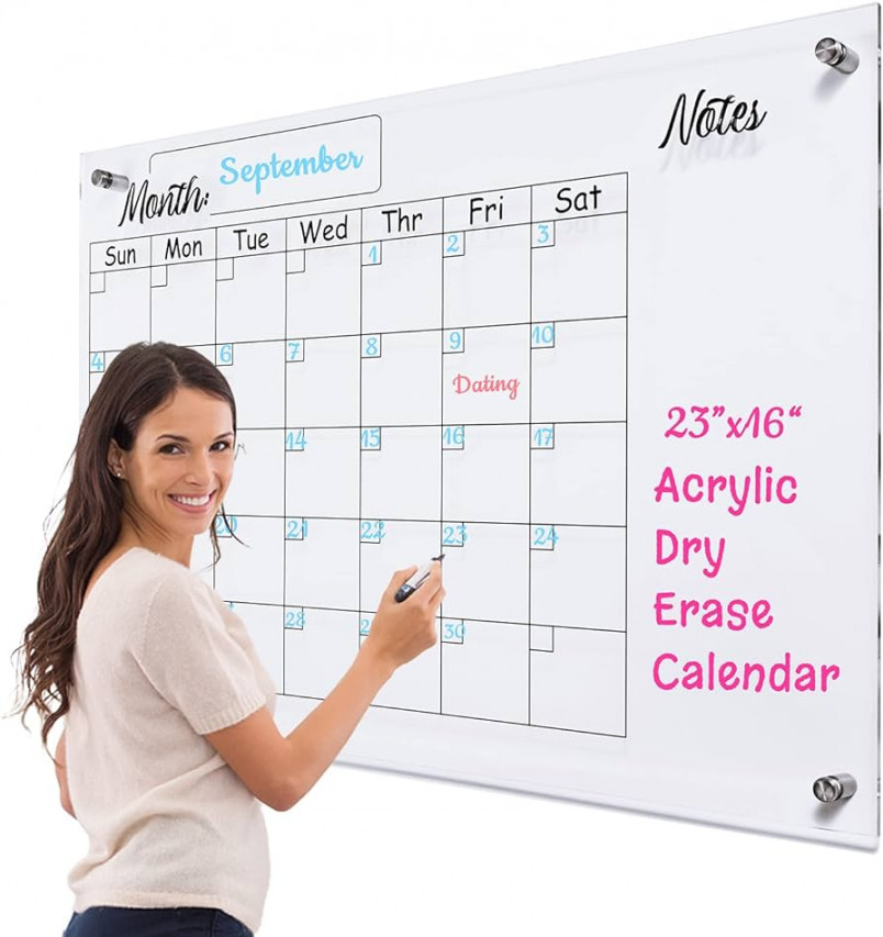PURCOULEUR Large Reusable Clear Acrylic Wall Calendar,Dry Erase Calendar-  X  Inches Whiteboard Calendar Monthly Family Calendar Board with
