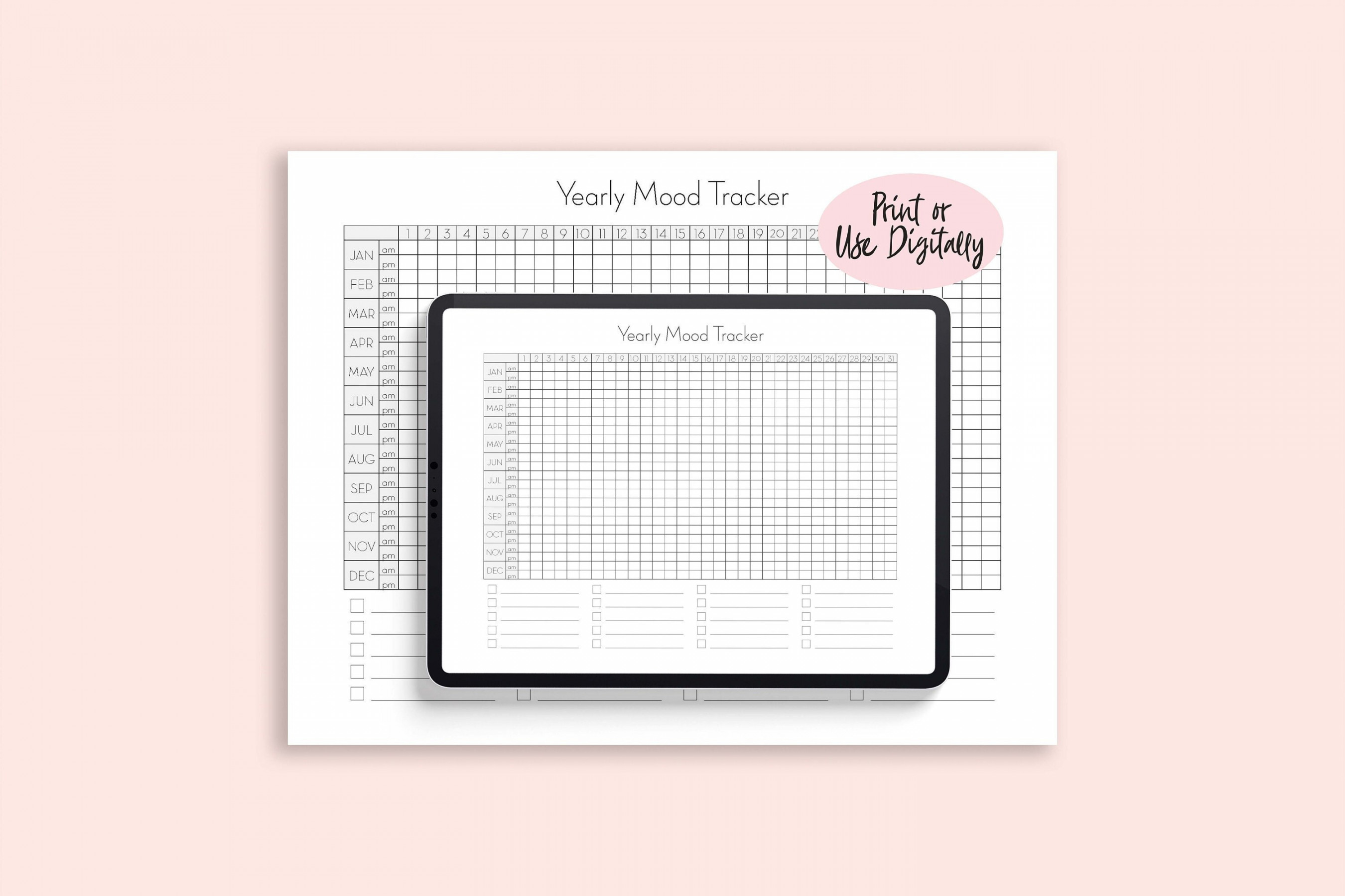 Yearly Mood Tracker Template Health Tracking Printable - Etsy