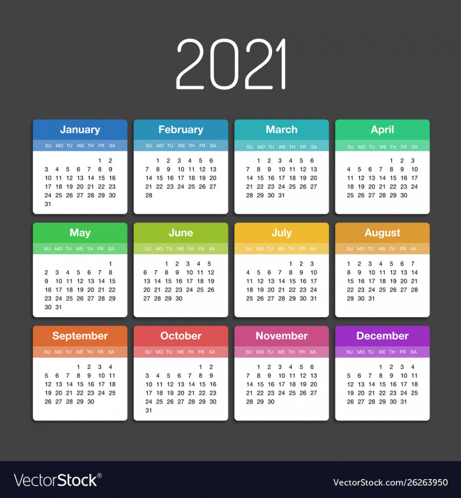 Calendar  year template day planner Royalty Free Vector