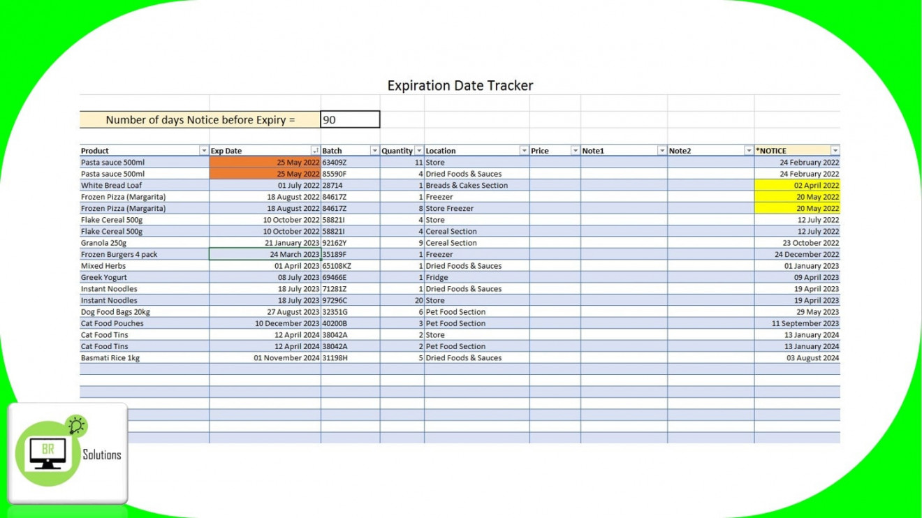 Expiration Date Tracker Excel Template for Small Businesses - Etsy