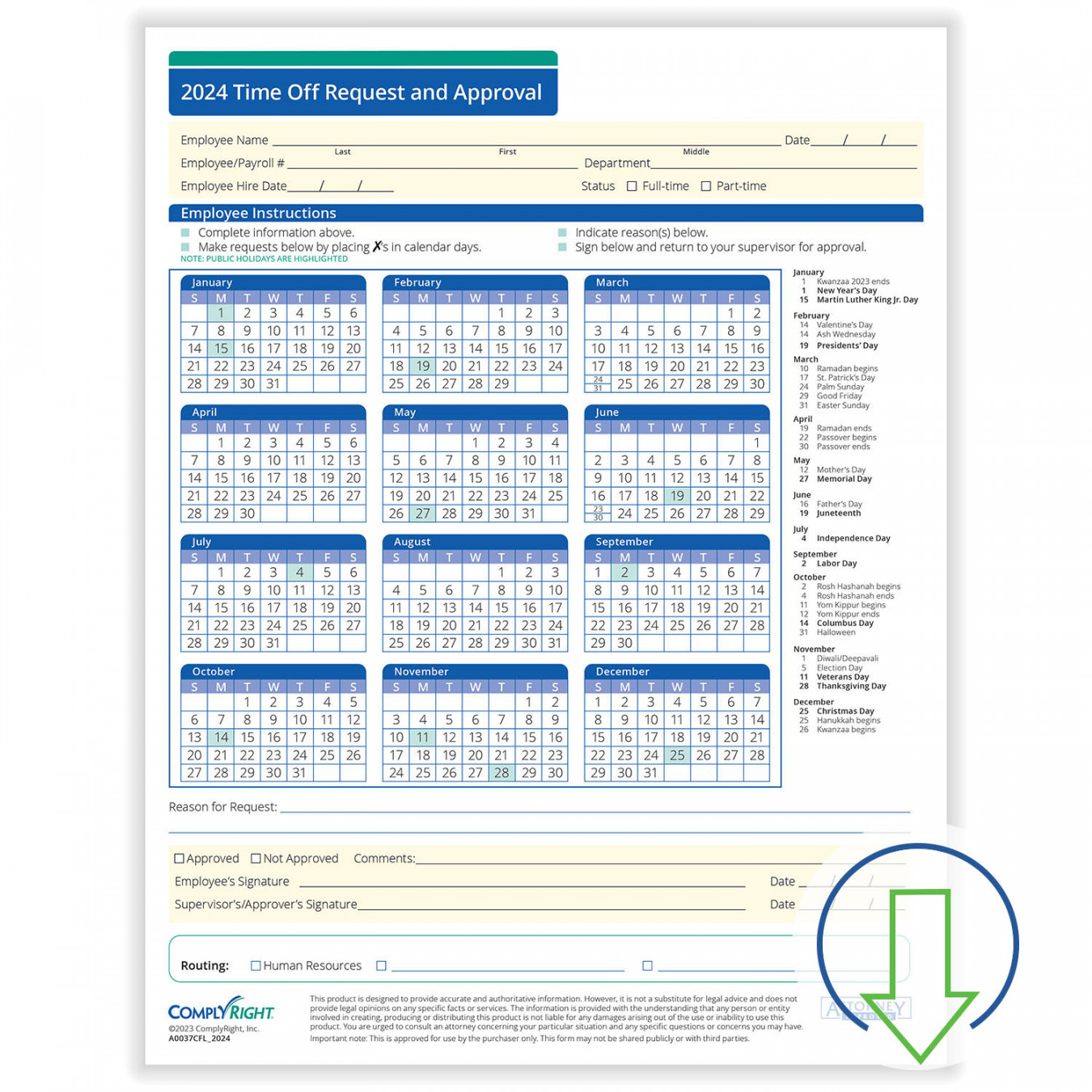 Fill-and-Save™ Time Off Request & Approval Form