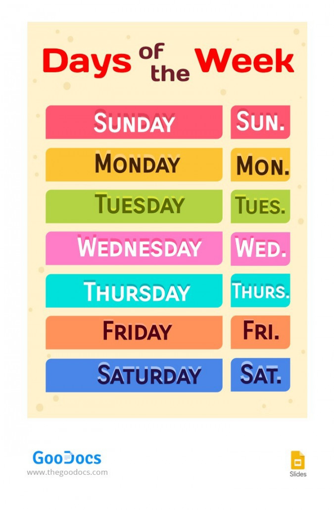 Free Days of the Week Classroom Decor Template In Google Docs