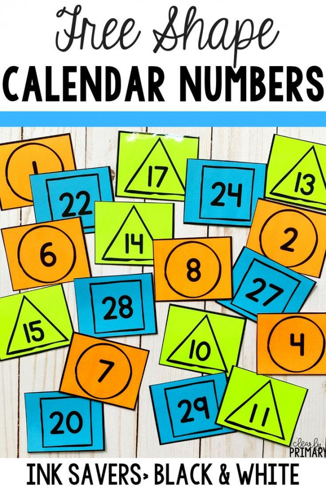 Free Shape Calendar Numbers  Patterns  Calendar numbers, First