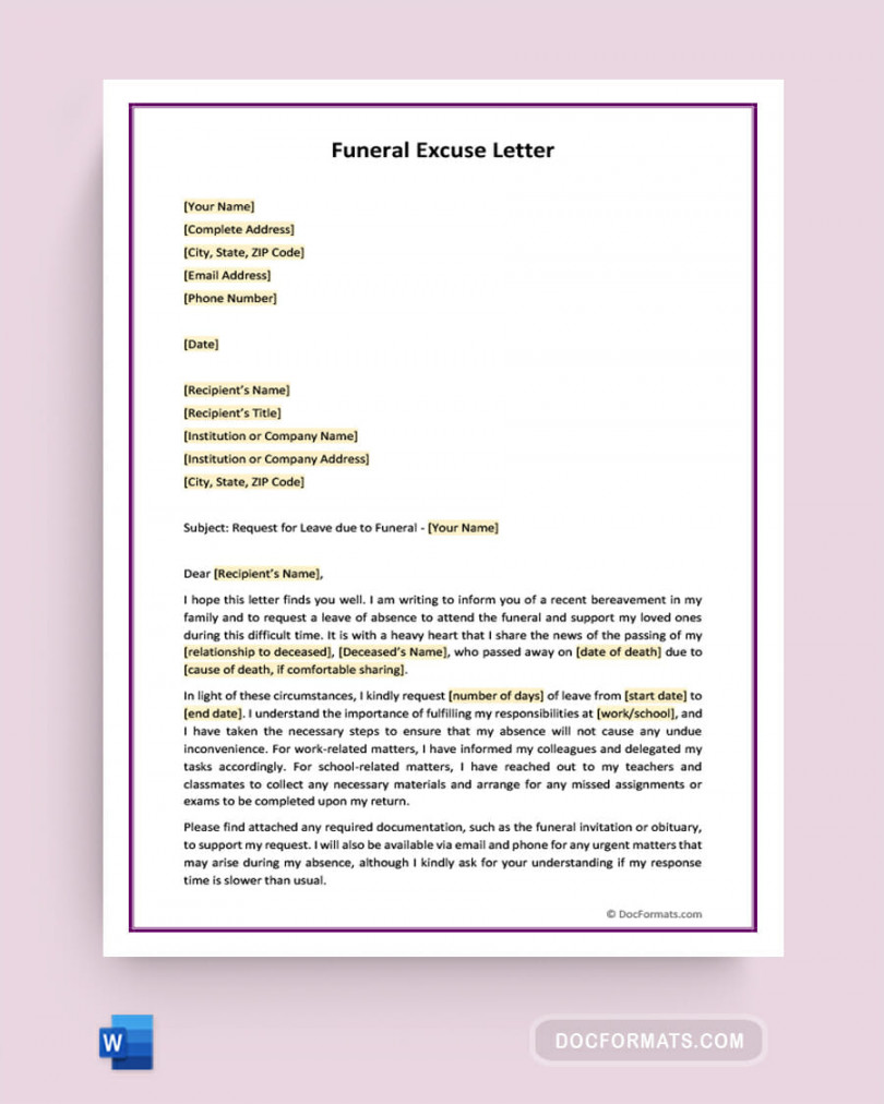 Funeral Letter for Work and School (Sample Letters & Emails)