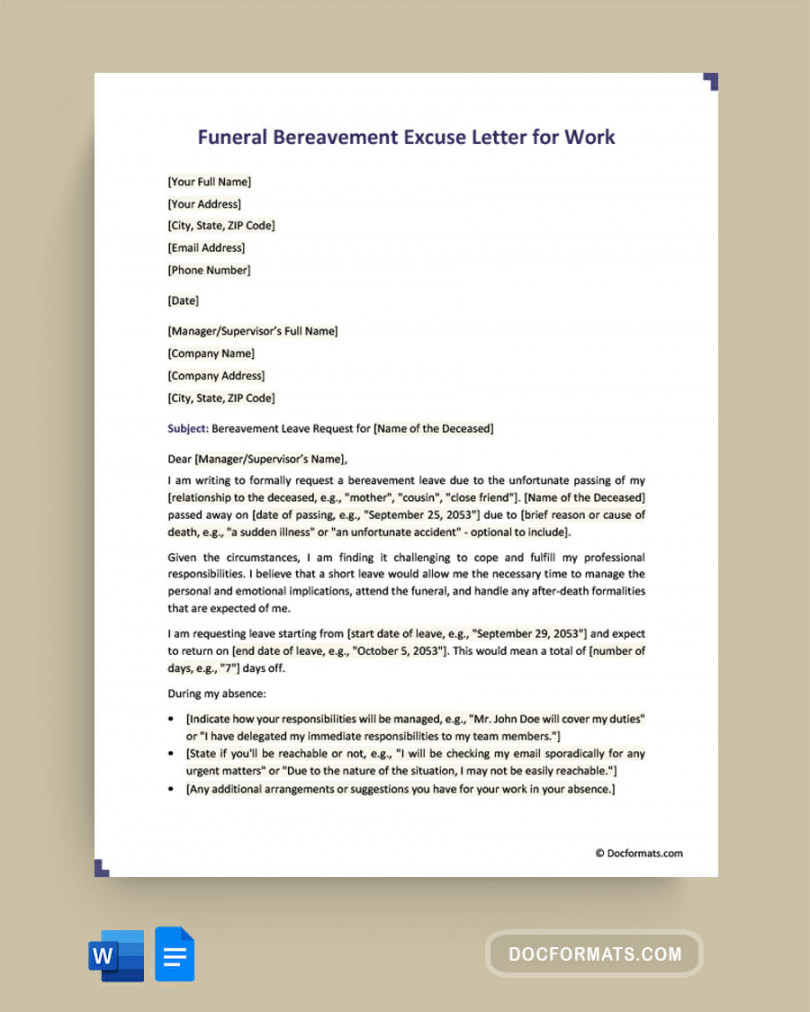 Funeral Letter for Work and School (Sample Letters & Emails)