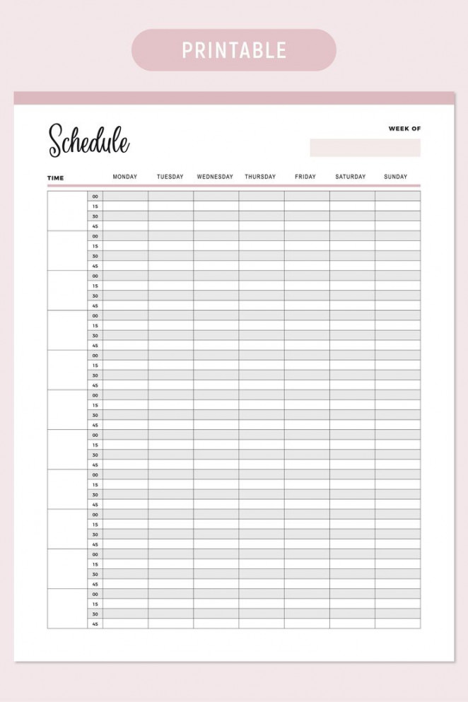 Blank Hour Printable Appointment Book,  Minute Increments