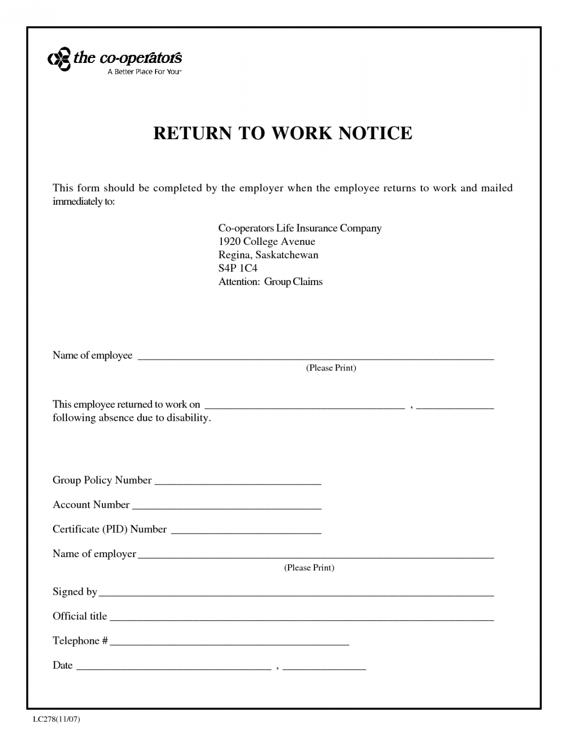 Blank Return To Work Note - FREE DOWNLOAD  Doctors note template
