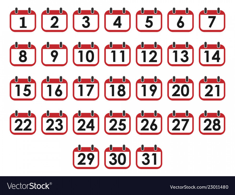 Calendar day icon set number on page Royalty Free Vector
