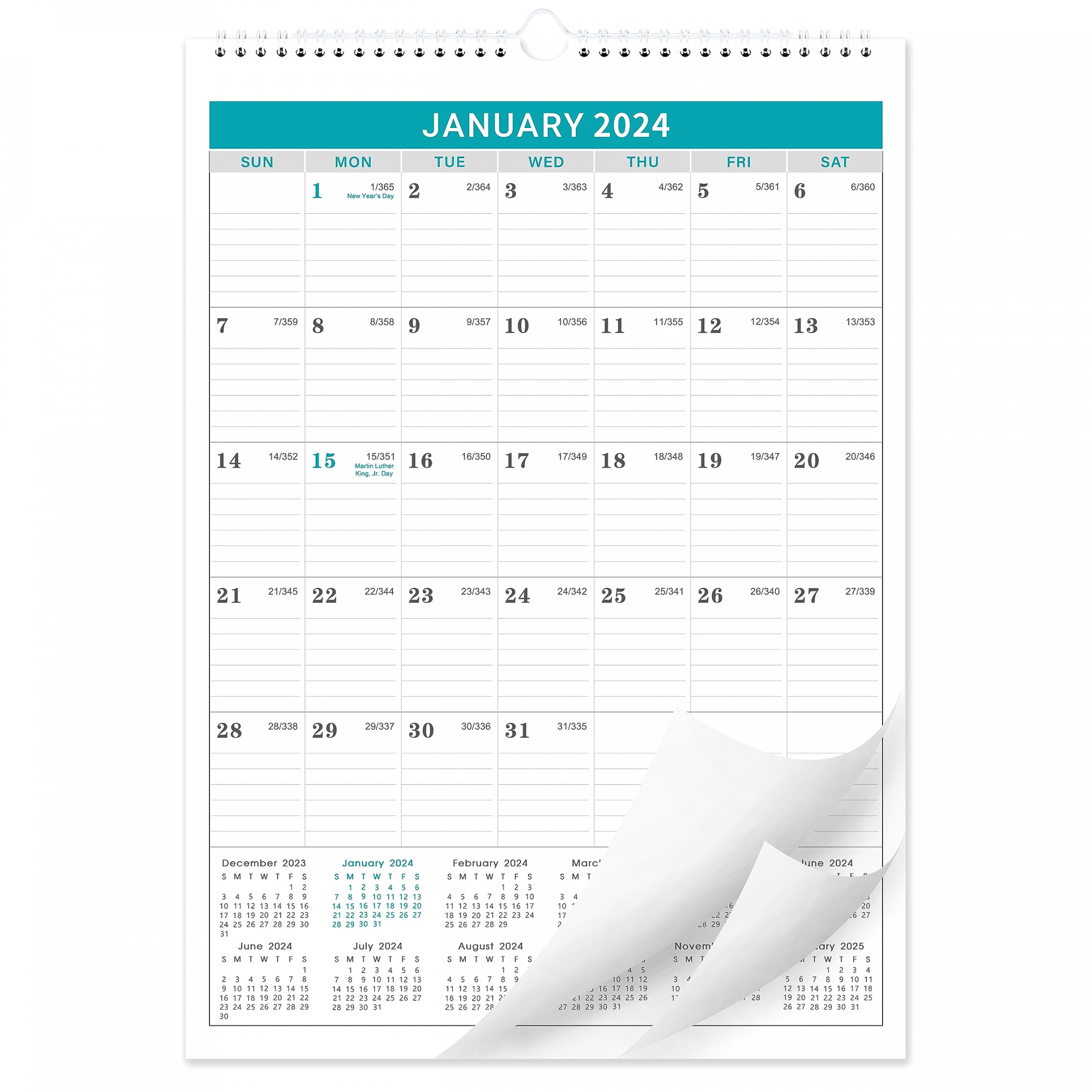 Calendar - Monthly Wall Calendar  from January  to December  ,  Calendar with Julian Date,  x  Inches, Thick Paper