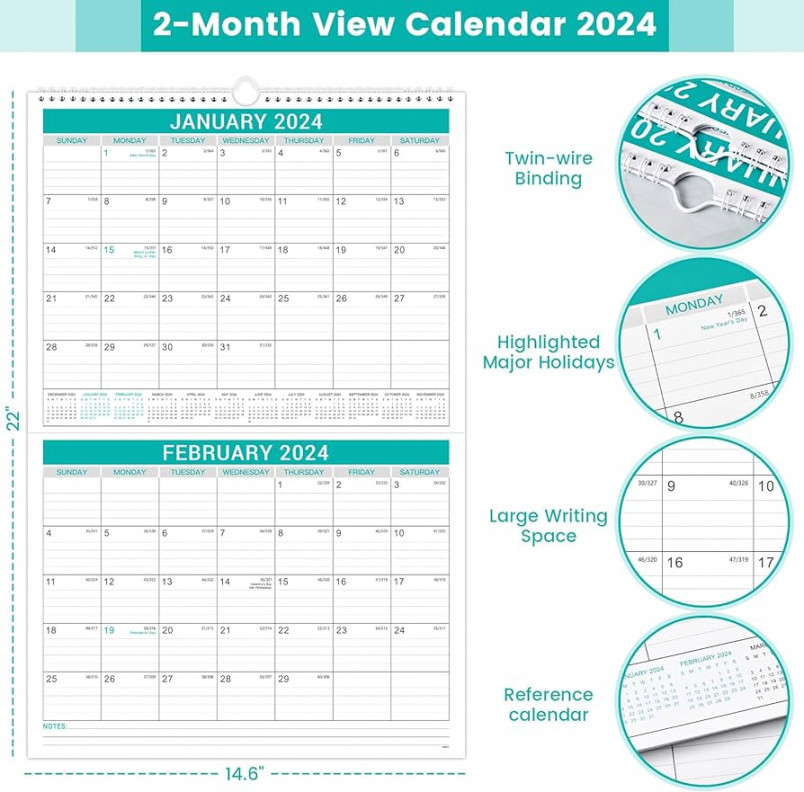 Calendar - Monthly Wall Calendar  from January  to January  ,  Calendar with Julian Date,  x
