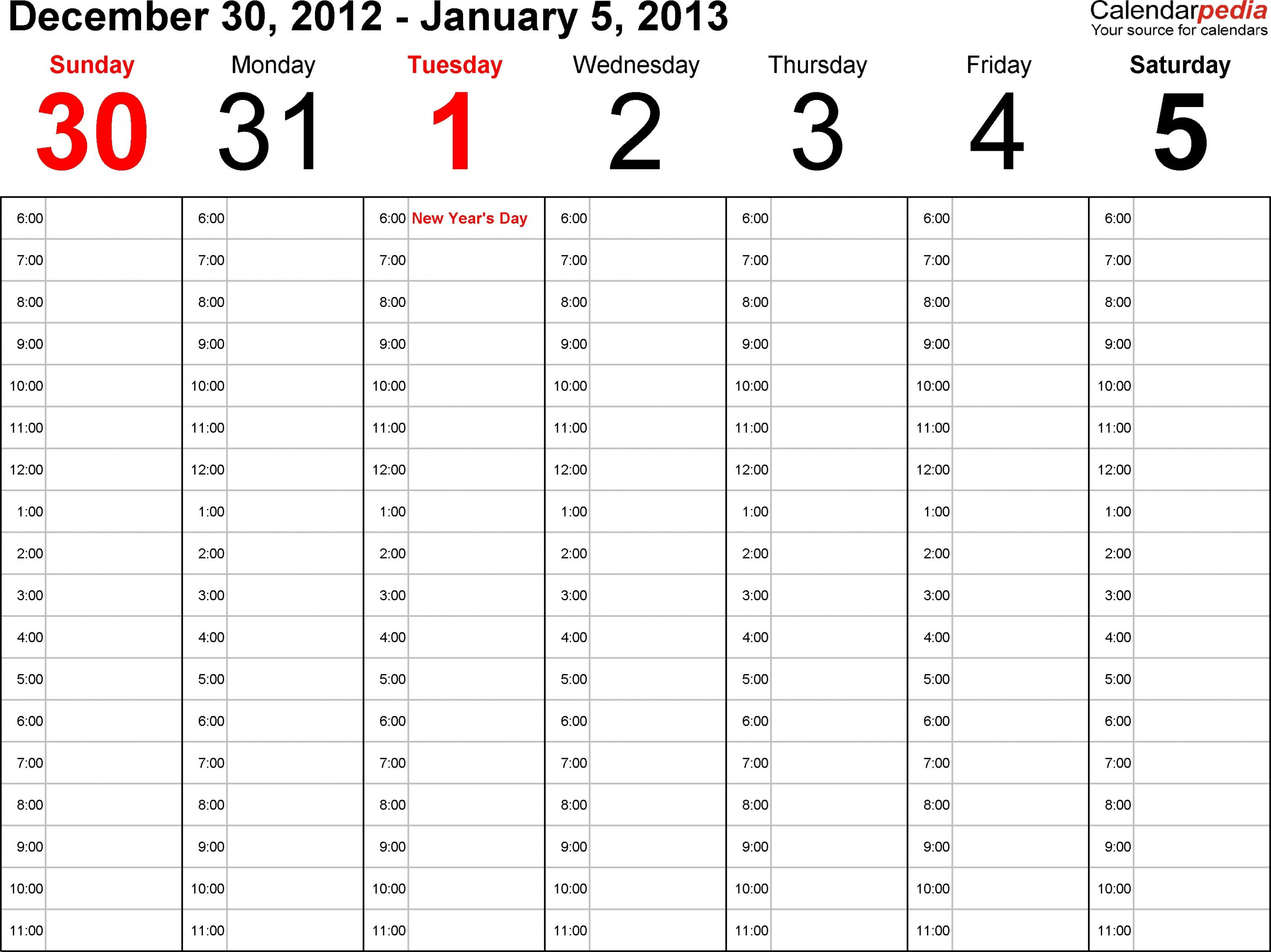 Calendar Template Time And Date  Calendar template, Daily