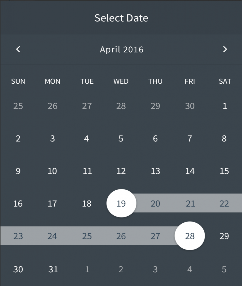 Custom Calendar Date range swipe selection android - Stack Overflow