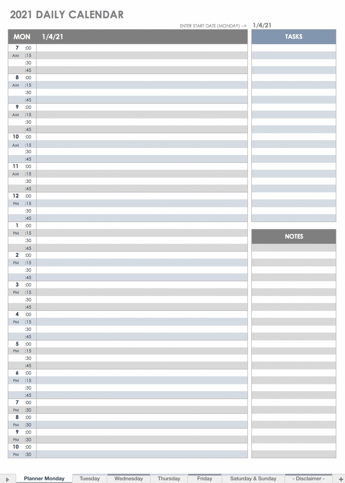 Free Printable Daily Calendar Templates  Smartsheet