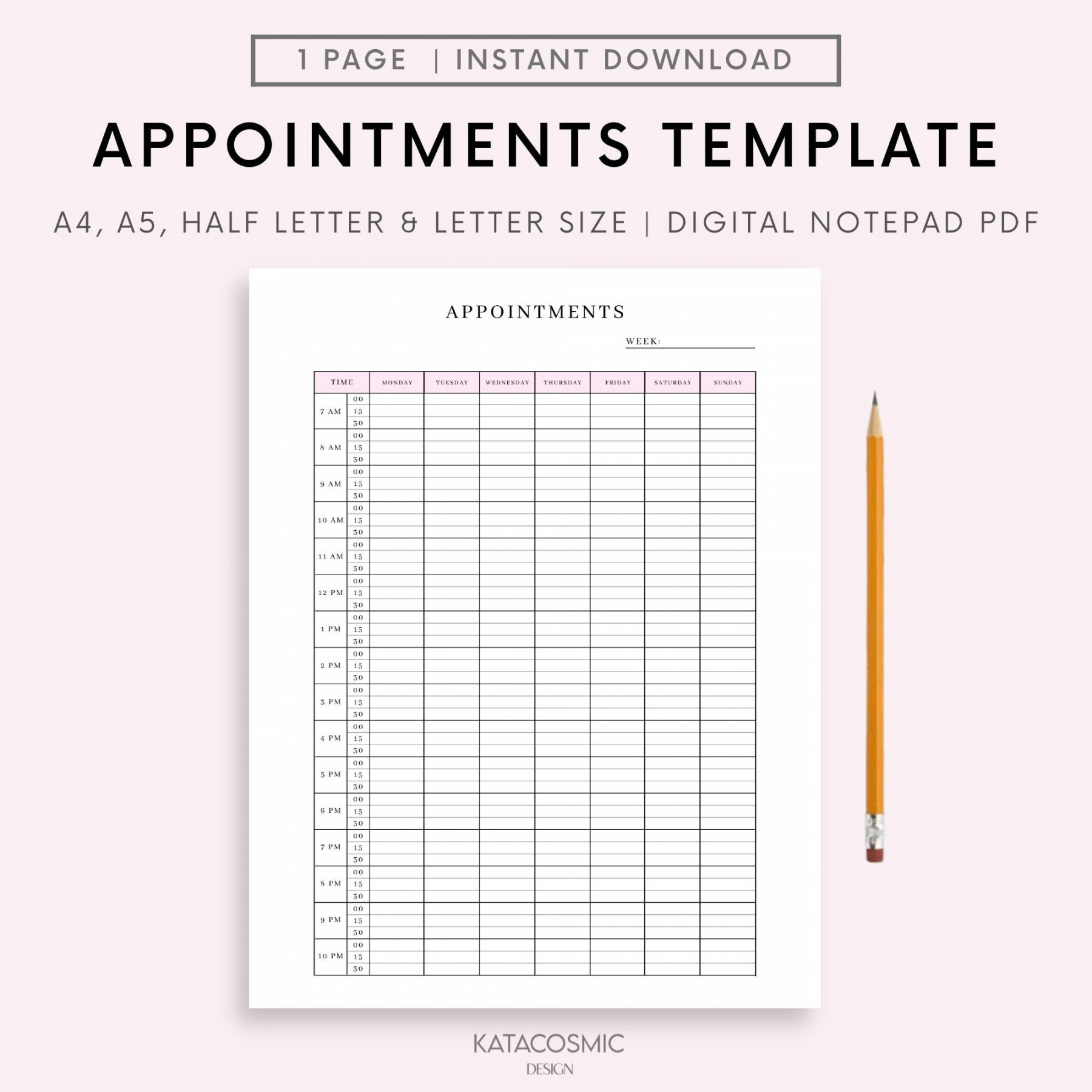 Printable Appointment Book, Print at Home Timeslot Booking