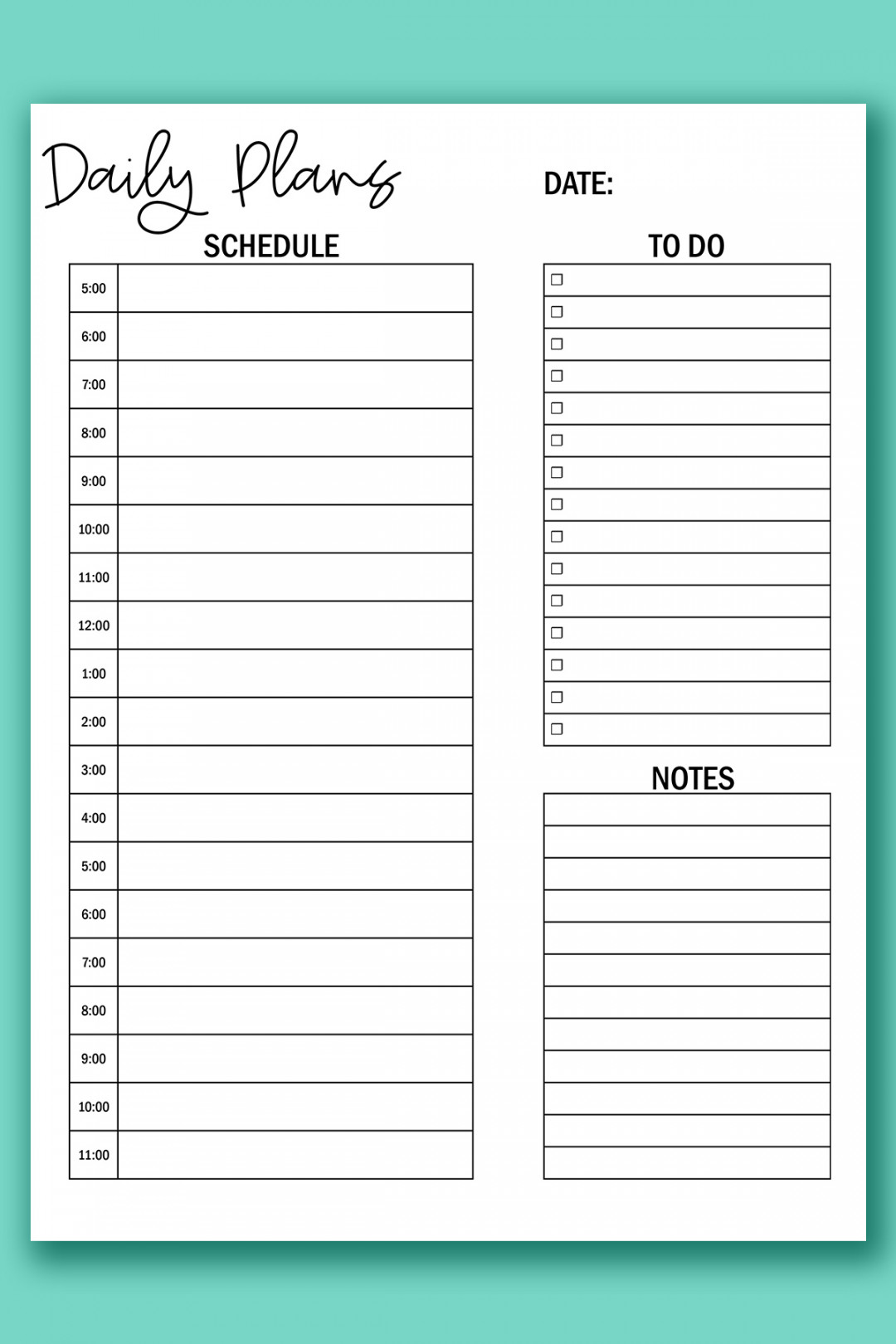 Printable Hourly Calendar Set - Daily and Weekly Hourly Calendars
