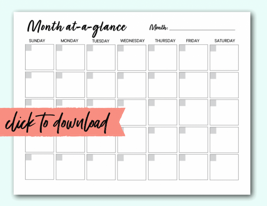 Free Blank Monthly Calendar Template PDF - The Incremental Mama