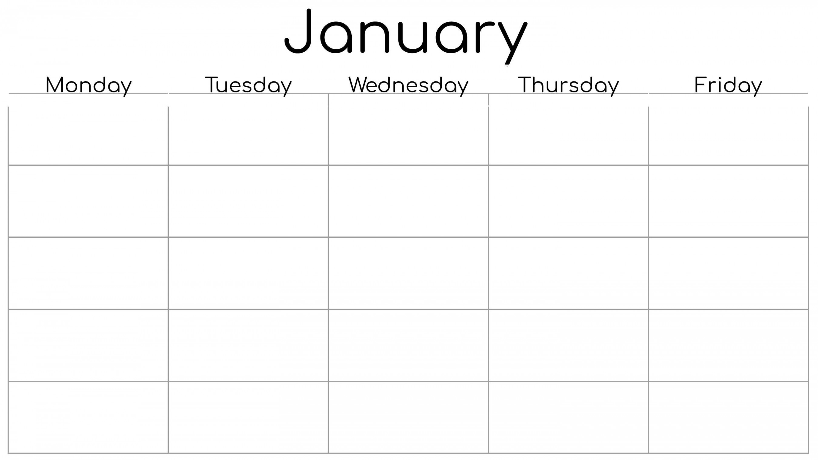 Monday Start  Day Blank Weekly Calendar Printable